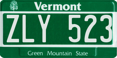 VT license plate ZLY523