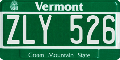 VT license plate ZLY526