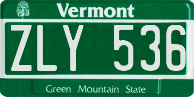 VT license plate ZLY536