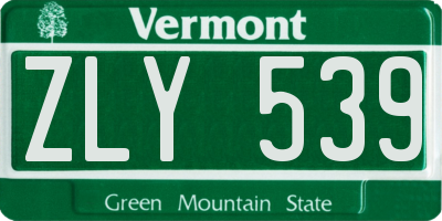 VT license plate ZLY539