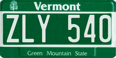 VT license plate ZLY540