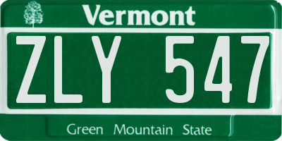 VT license plate ZLY547