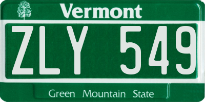 VT license plate ZLY549