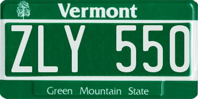 VT license plate ZLY550