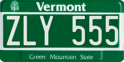 VT license plate ZLY555