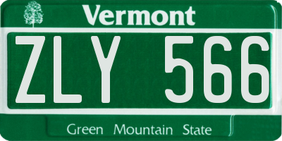 VT license plate ZLY566