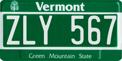 VT license plate ZLY567