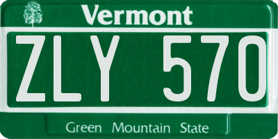 VT license plate ZLY570