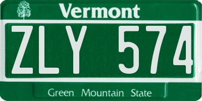 VT license plate ZLY574