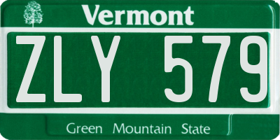 VT license plate ZLY579