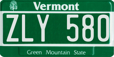 VT license plate ZLY580