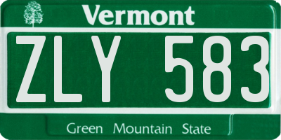 VT license plate ZLY583