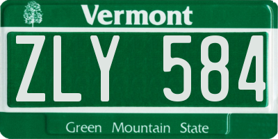 VT license plate ZLY584