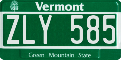 VT license plate ZLY585