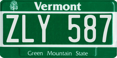 VT license plate ZLY587