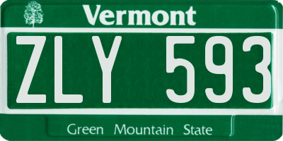VT license plate ZLY593