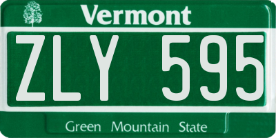 VT license plate ZLY595
