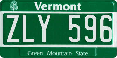 VT license plate ZLY596
