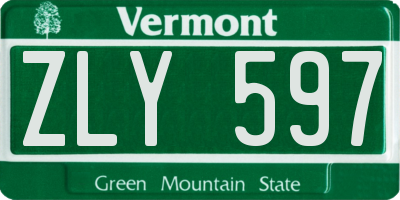 VT license plate ZLY597