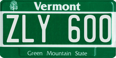 VT license plate ZLY600