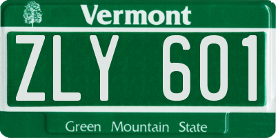 VT license plate ZLY601