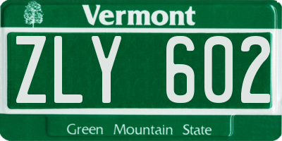 VT license plate ZLY602