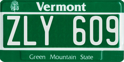 VT license plate ZLY609