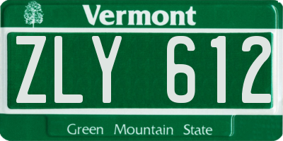 VT license plate ZLY612