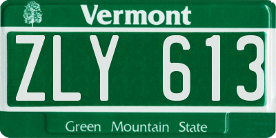 VT license plate ZLY613