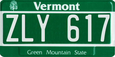 VT license plate ZLY617
