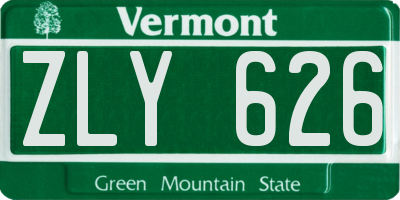 VT license plate ZLY626