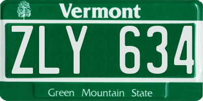 VT license plate ZLY634