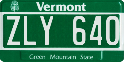 VT license plate ZLY640