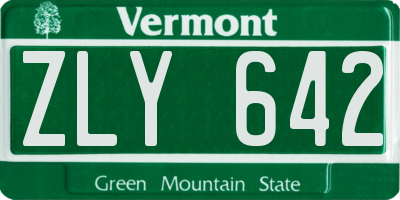 VT license plate ZLY642