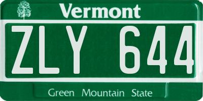 VT license plate ZLY644