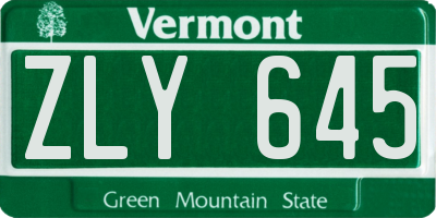 VT license plate ZLY645