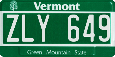 VT license plate ZLY649
