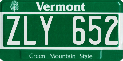 VT license plate ZLY652