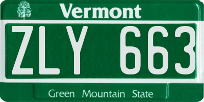 VT license plate ZLY663