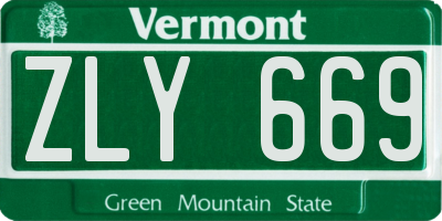 VT license plate ZLY669