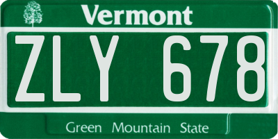 VT license plate ZLY678