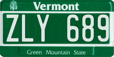 VT license plate ZLY689