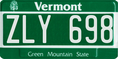 VT license plate ZLY698