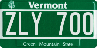 VT license plate ZLY700