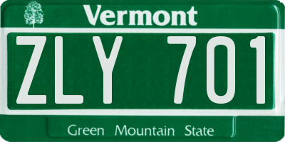 VT license plate ZLY701