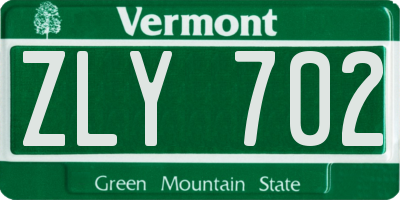 VT license plate ZLY702
