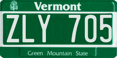 VT license plate ZLY705