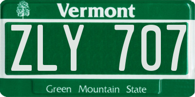 VT license plate ZLY707