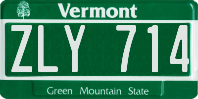 VT license plate ZLY714