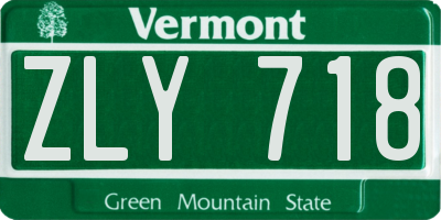 VT license plate ZLY718